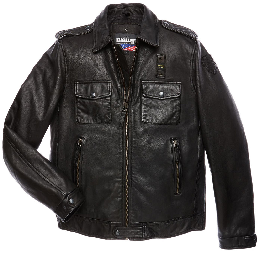 

Мотоциклетная кожаная куртка Blauer USA Dallas с клетчатой подкладкой, черный