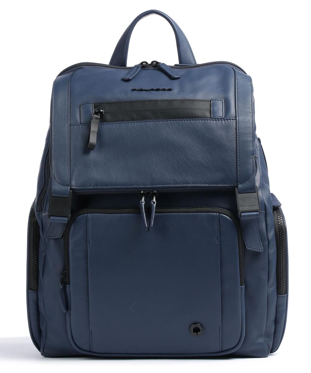 

Рюкзак CHARLIE 14″ из мелкозернистой яловой кожи Piquadro, синий