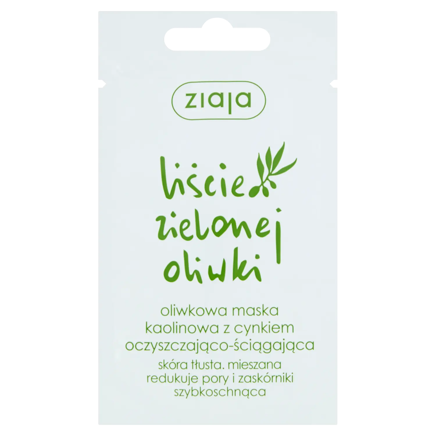 

Ziaja Liście Zielonej Oliwki маска для лица из оливкового каолина с очищающим и вяжущим действием цинка, 7 мл