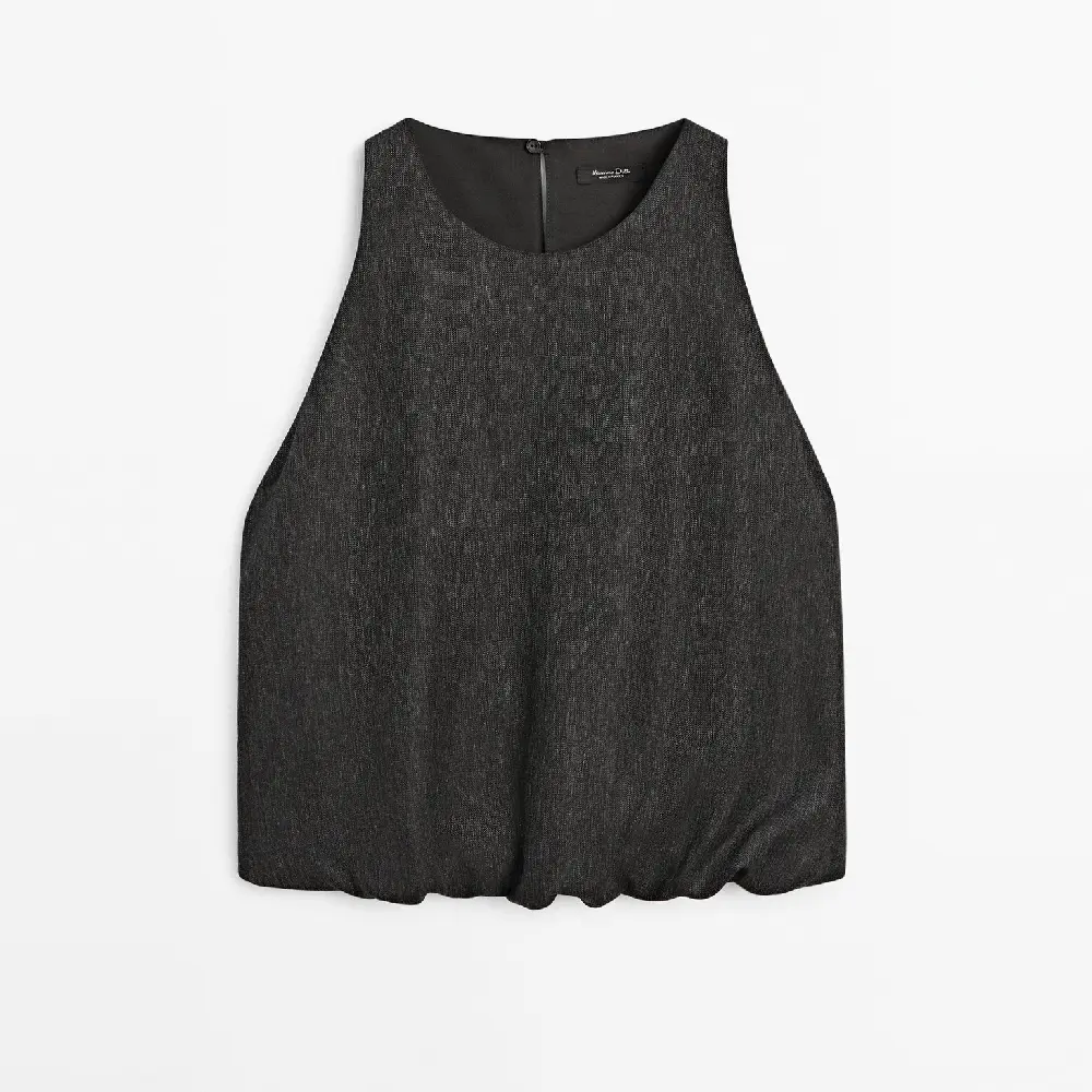 

Топ Massimo Dutti Elastic Hem, серый