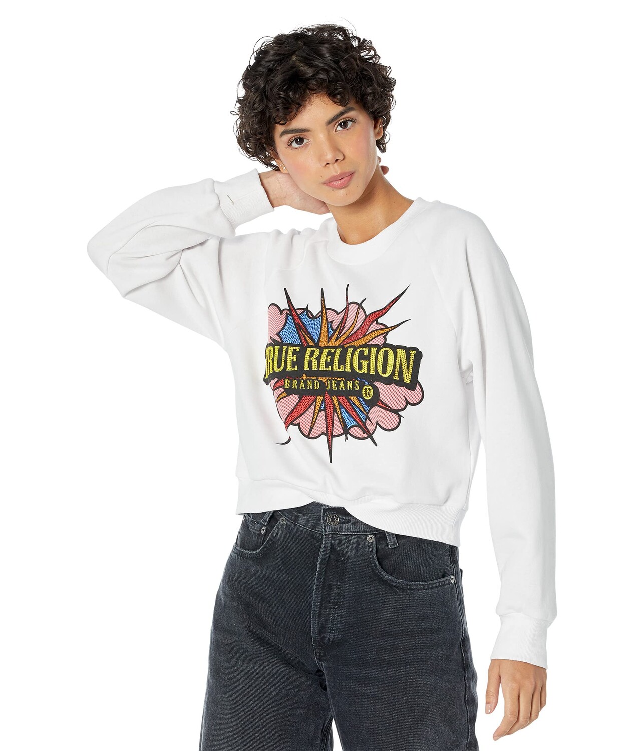 

Толстовка True Religion, Pop Art Rhinestone Sweatshirt, Серый