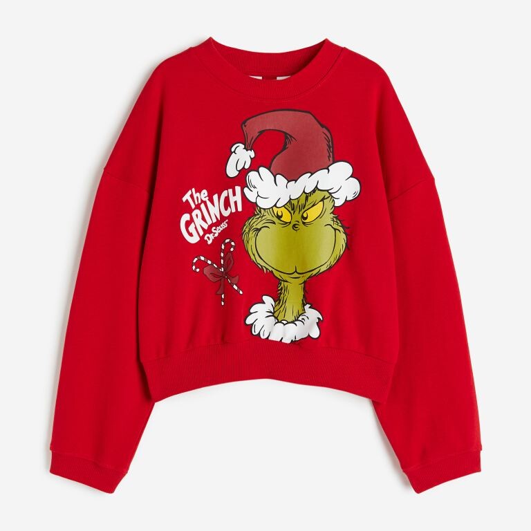 

Свитшот H&M x The Grinch Oversized, красный