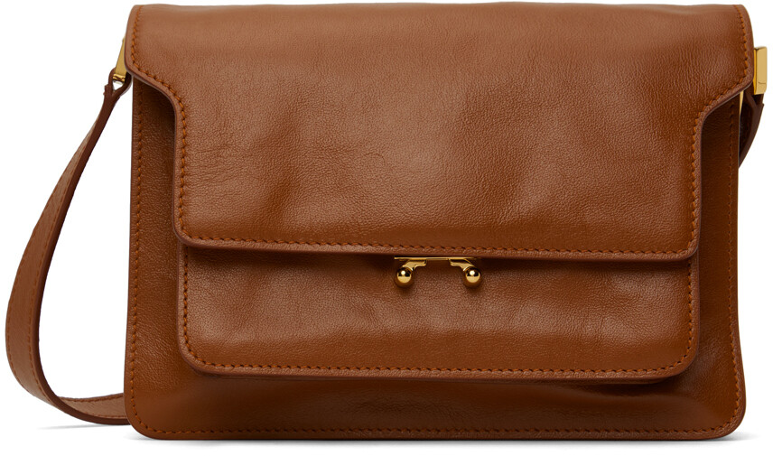 

Коричневая мягкая сумка Trunk среднего размера Marni