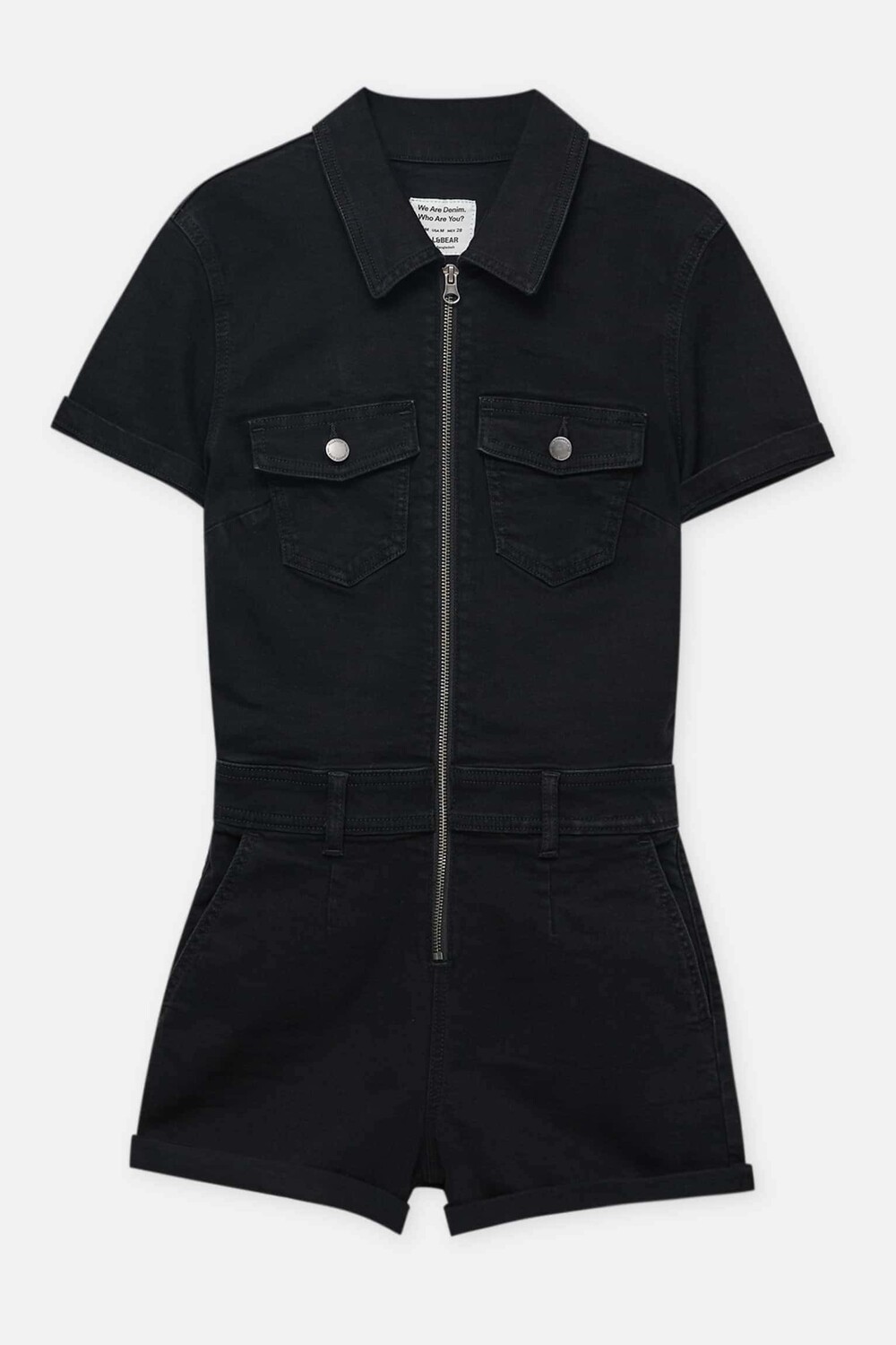 

Джинсовый комбинезон на молнии Pull&Bear, черный