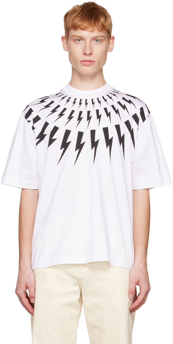 

Белая футболка Fair Isle Thunderbolt Neil Barrett