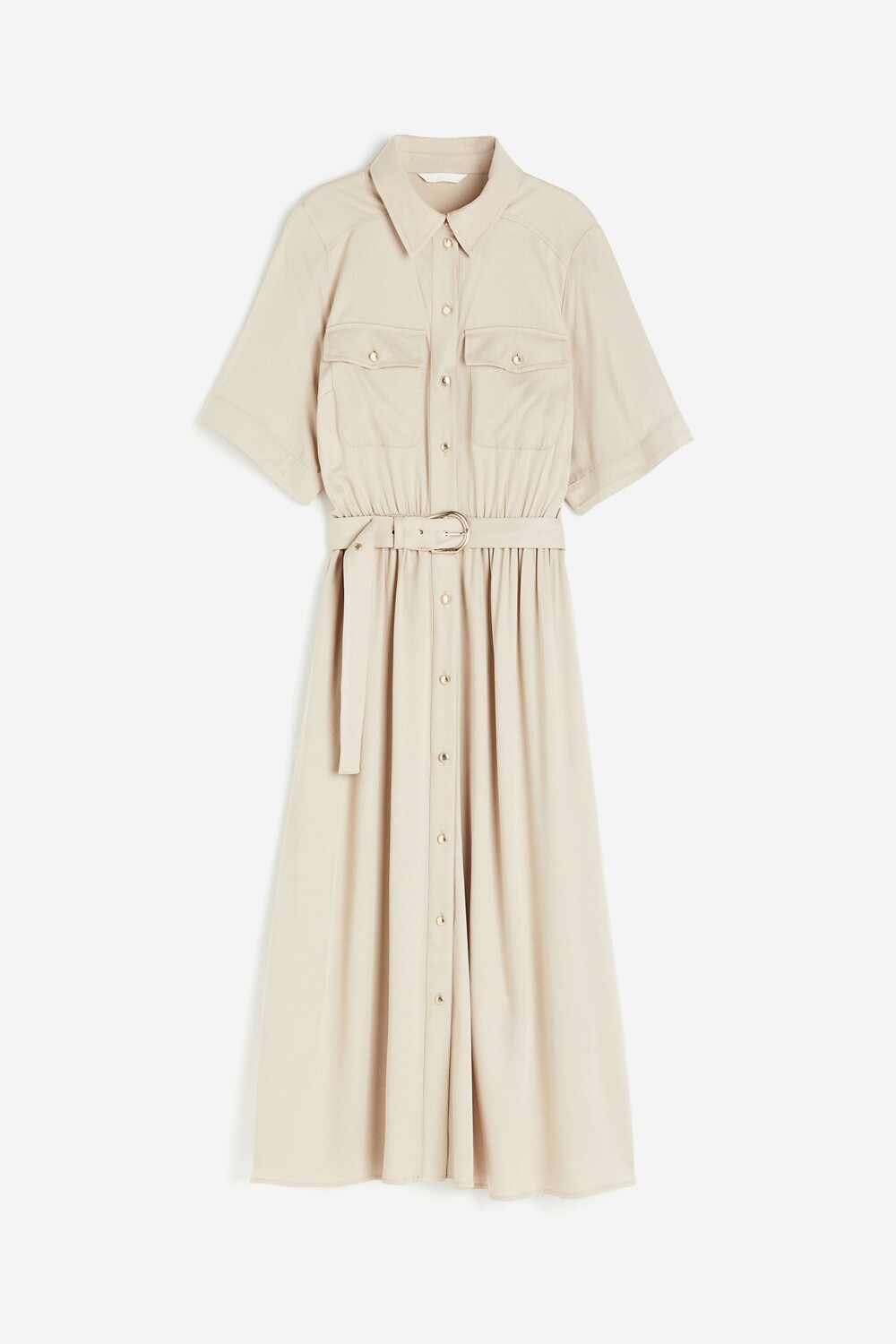 

Платье H&M Shirt With Belt, светло-бежевый