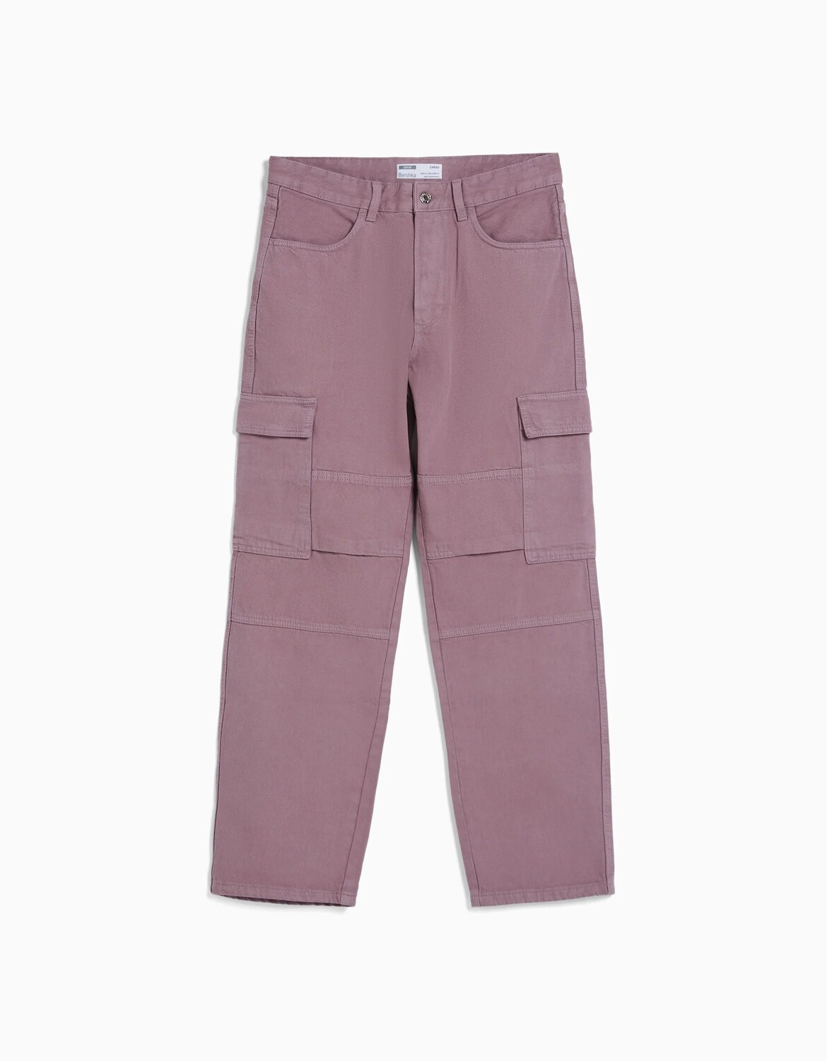 

Джинсы Bershka Wide-leg Cargo, пыльно-розовый
