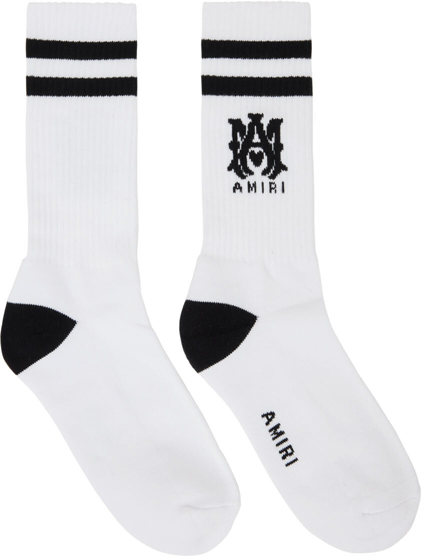 

Белые спортивные носки M.A. в рубчик AMIRI