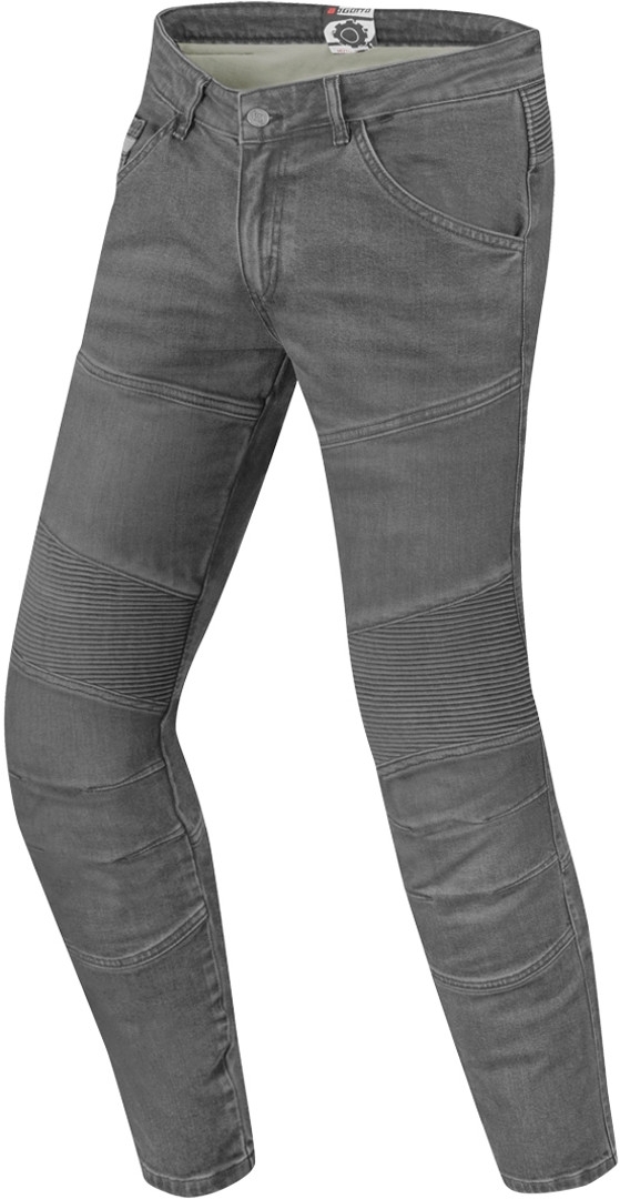 Мотоциклетные джинсовые брюки Bogotto Streton с логотипом, серый