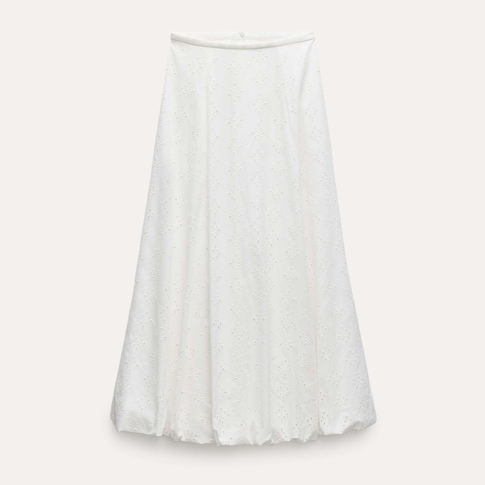 Юбка Zara ZW Collection Voluminous With Cutwork Embroidery, белый