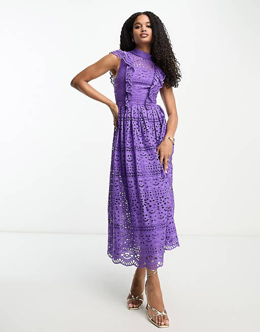 

Платье Asos Design Lace with bow back detail, фиолетовый