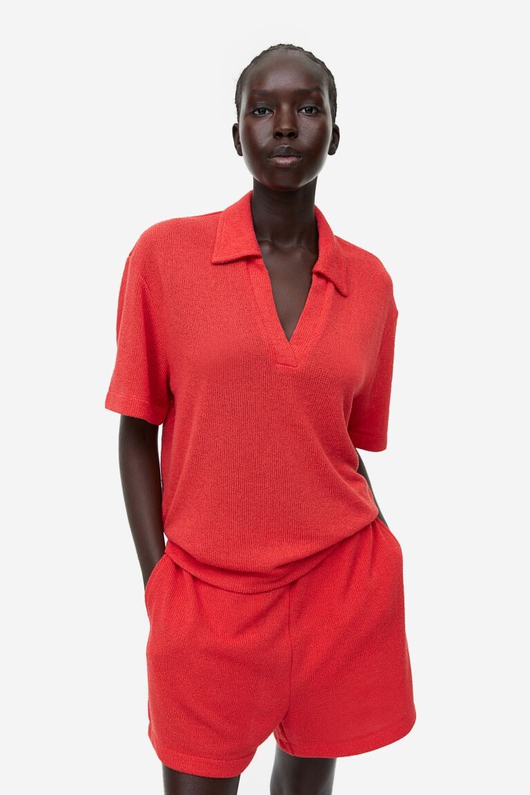 

Топ с воротником H&M, красный