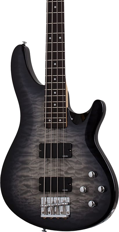 Басс гитара Schecter C-4 Plus 4-String Quilted Maple Bass Guitar, Charcoal Burst