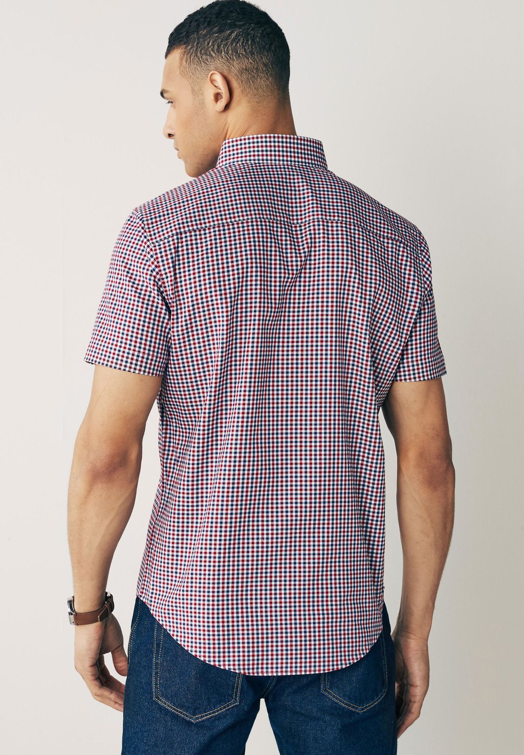 Рубашка EASY IRON BUTTON DOWN OXFORD Next, цвет red navy blue gingham check