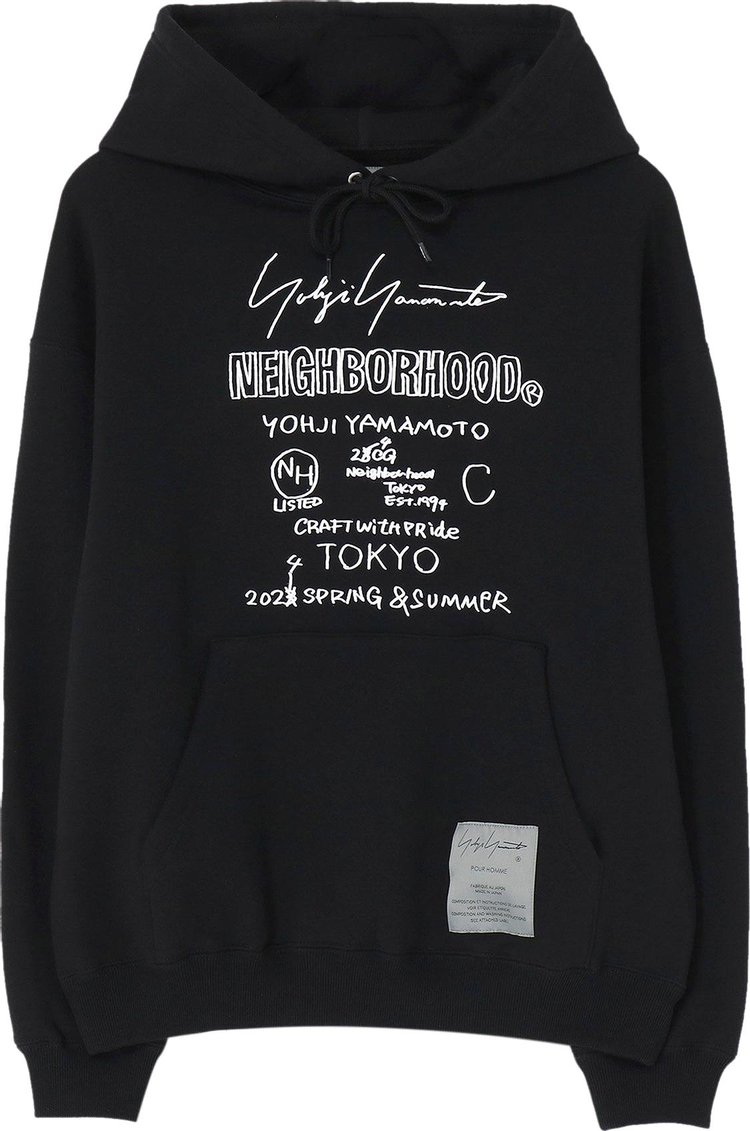 Худи Yohji Yamamoto Pour Homme x Neighborhood PT 'Black', черный футболка yohji yamamoto pour homme x neighborhood pt long sleeve grey серый