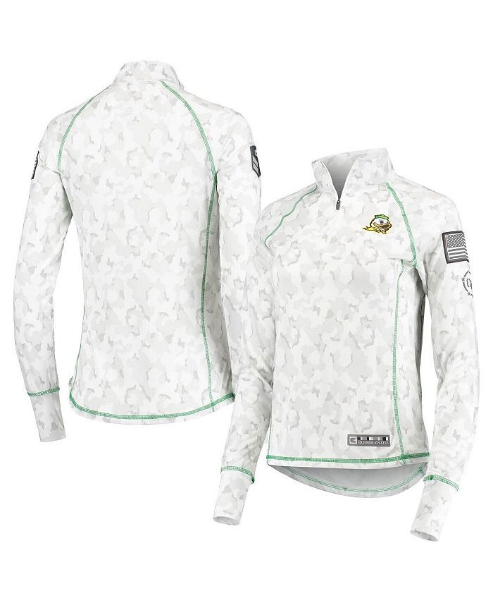 

Женская куртка White Oregon Ducks OHT в военном стиле с арктическим камуфляжным принтом и молнией 1/4 Colosseum, белый