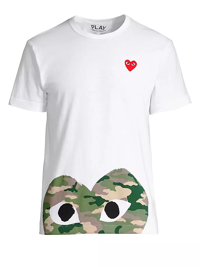 

Футболка с полукамуфляжным сердечком Comme Des Garçons Play, белый
