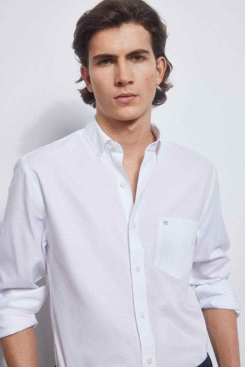

Простая оксфордская рубашка без железа Pedro del Hierro, белый