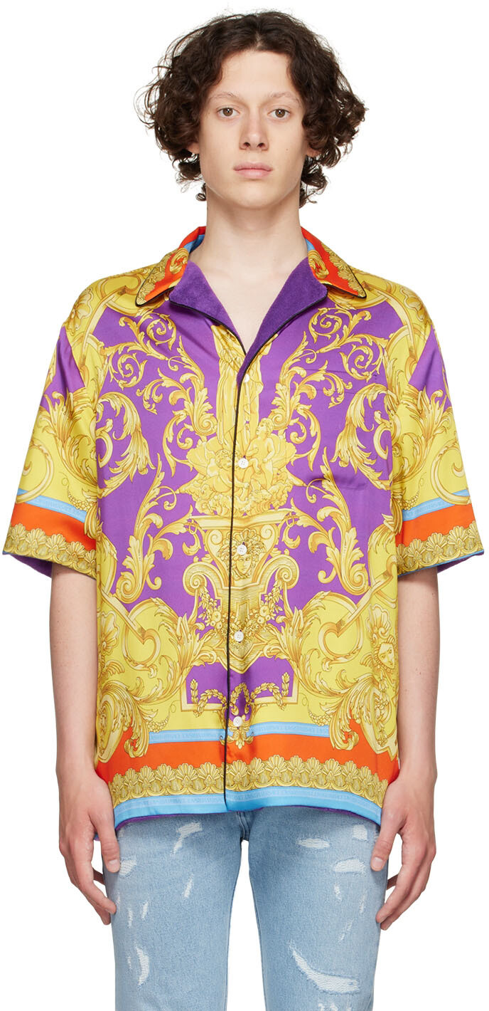 

Двусторонняя фиолетовая рубашка из полиэстера Versace Underwear