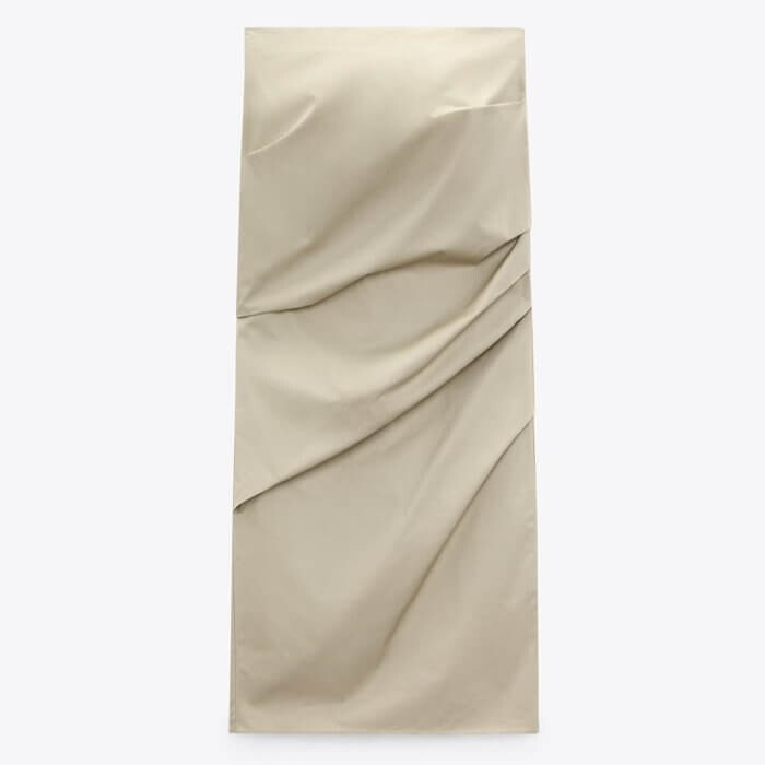 

Юбка Zara Pleated Midi, светлый хаки