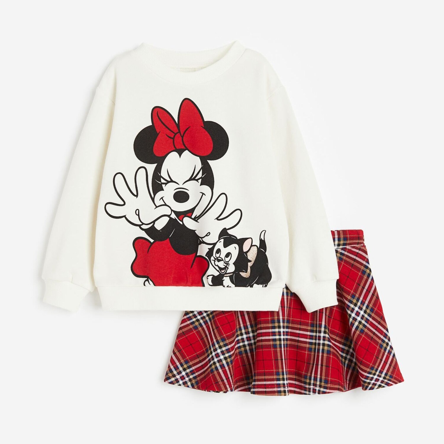 

Комплект H&M Disney Minnie Mouse Sweatshirt And Skirt, 2 предмета, белый/красный