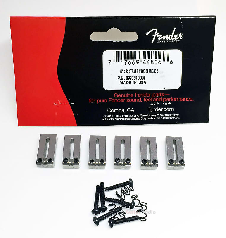 Подлинные бриджевые седла Fender American Standard Satin Chrome Strat/Tele OFFSET 099-0840-000 - фото