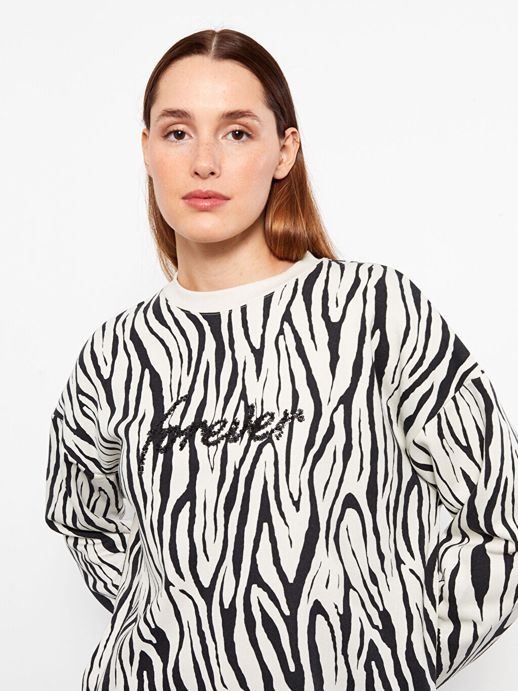 

Женская туника с круглым вырезом и длинными рукавами LCW Modest