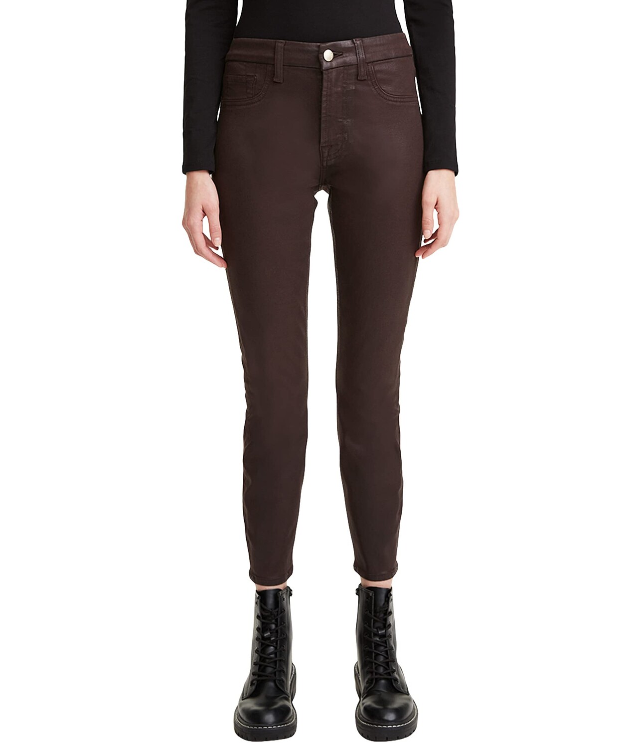 

Джинсы JEN7, Coated Ankle Skinny in Chocolate Coated