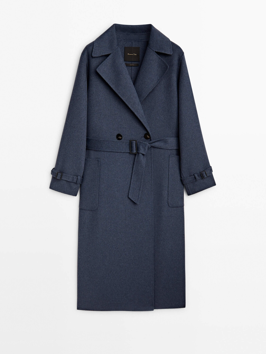 

Пальто Massimo Dutti Double-Buttoned Wool Blend Robe, синий