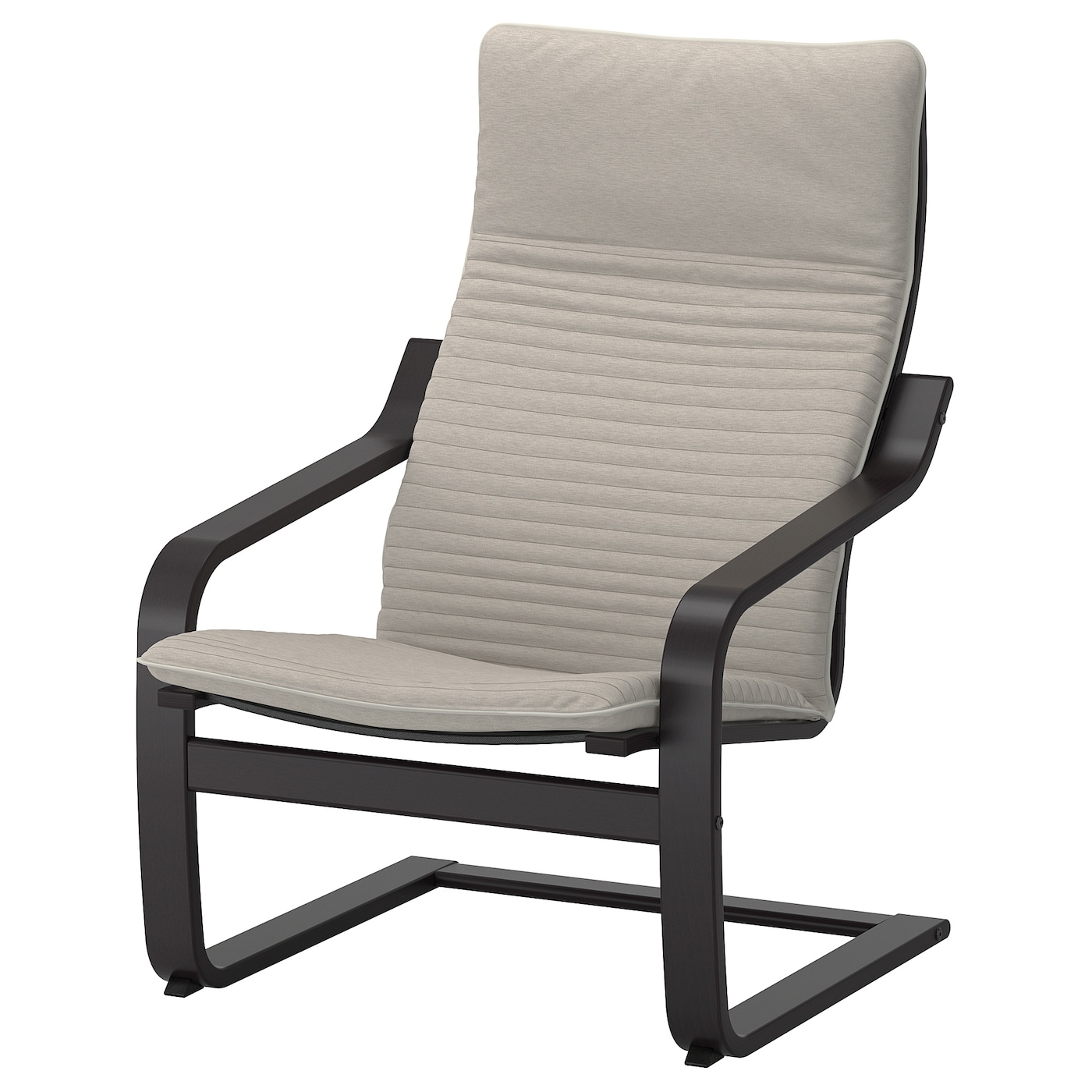 ПОЭНГ Кресло, черно-коричневый/Книса светло-бежевый POÄNG IKEA