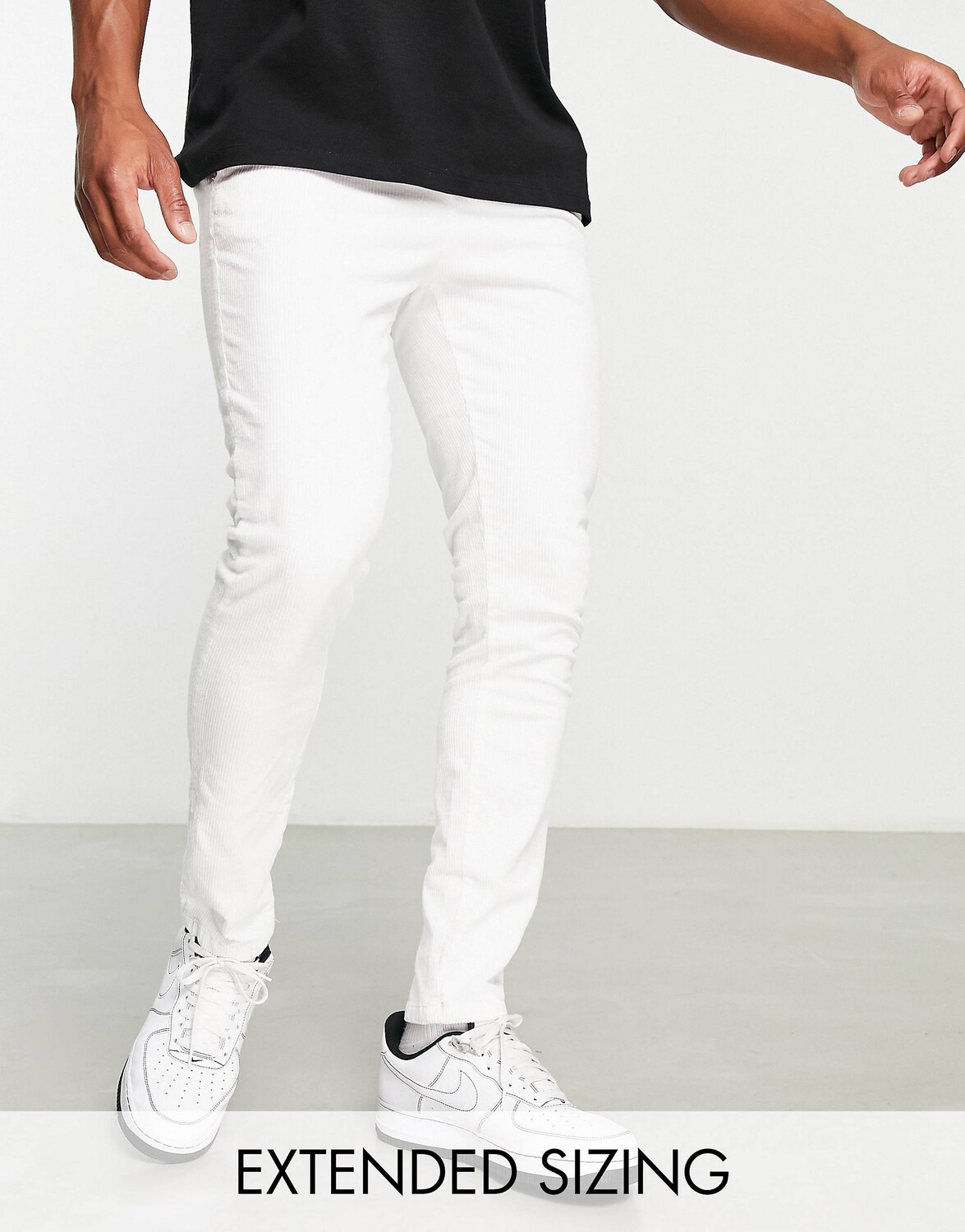 

Белые брюки скинни из эластичного вельвета ASOS DESIGN