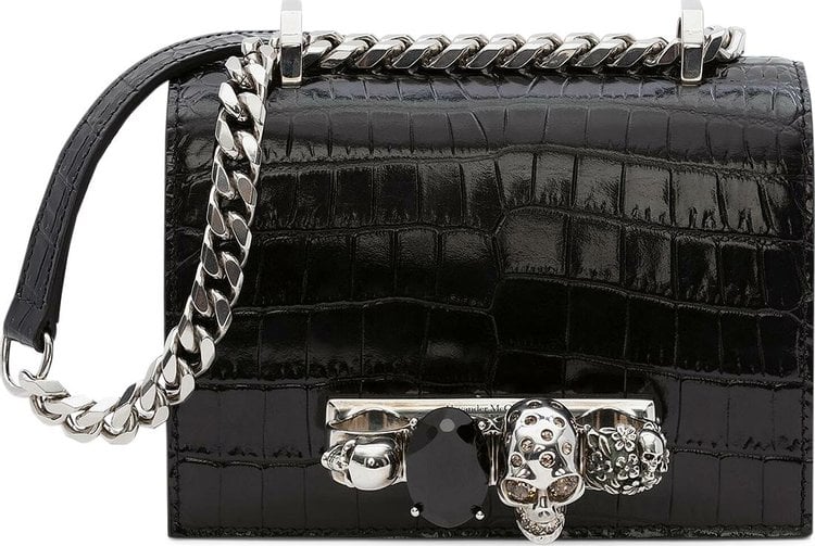 Сумка Alexander McQueen Mini Jewelled Satchel Black, черный