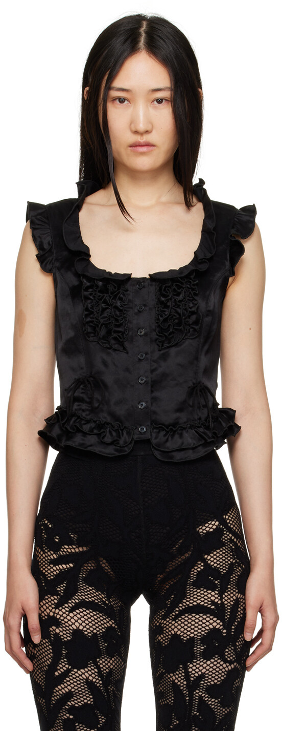 

Черная майка с оборками Anna Sui