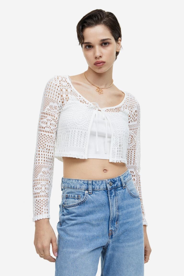 

Кардиган с завязками спереди H&M, белый