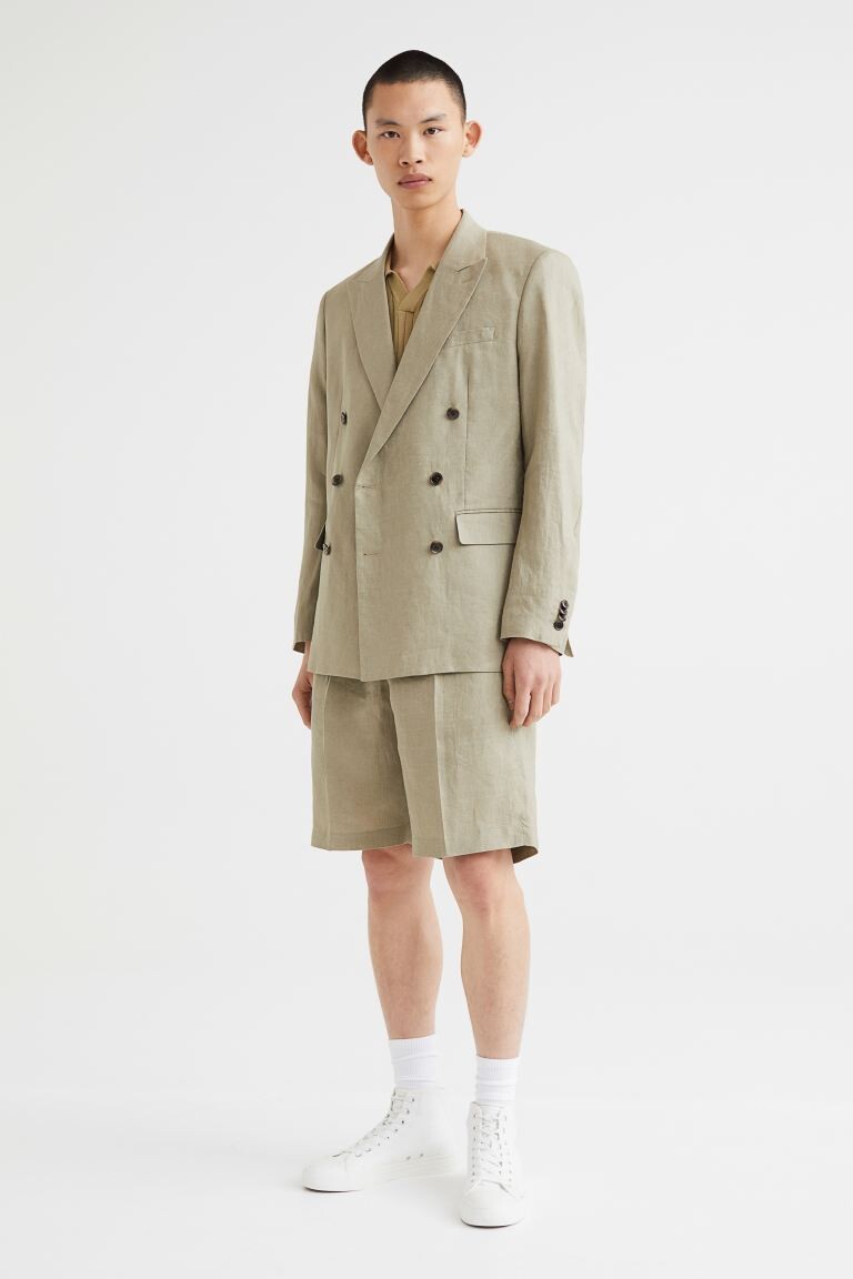 

Льняные шорты свободного кроя H&M, фисташковый