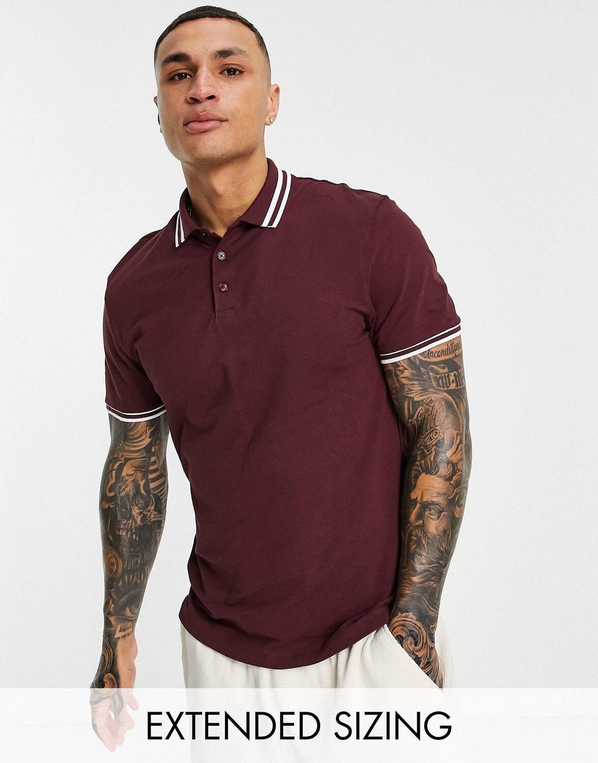 

Бордовая рубашка-поло из пике ASOS DESIGN - RED