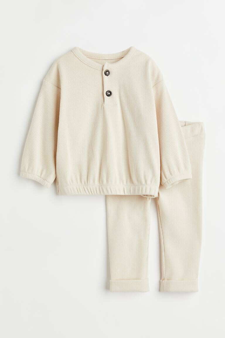 

Комплект из 2 предметов из хлопка H&M, светло-бежевый