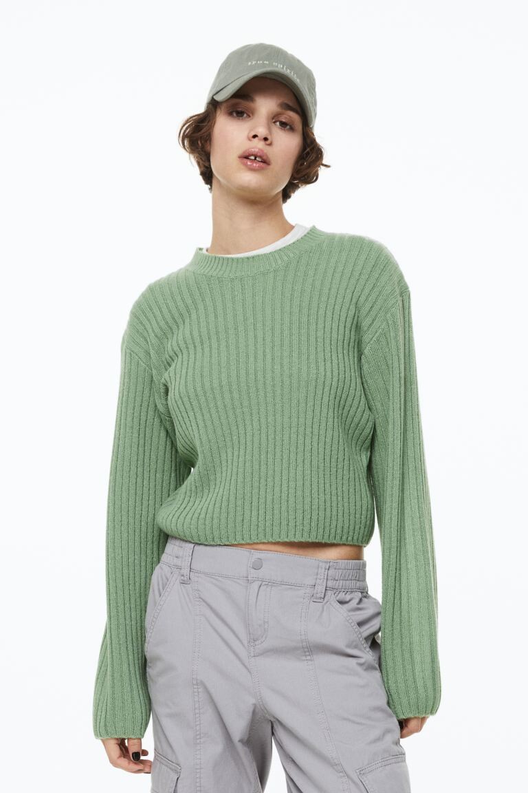 

Свитер в рубчик H&M, светло-зеленый