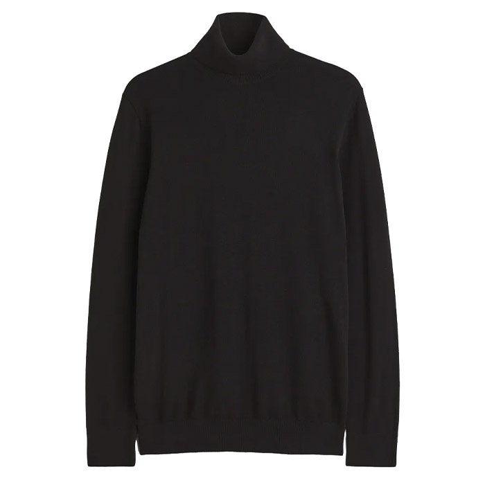 Свитер H&M Slim Fit Fine-knit Turtleneck, черный