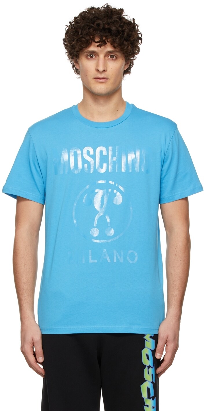 

Синяя футболка с двойным вопросительным знаком Moschino
