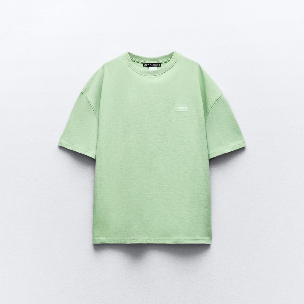 Футболка Zara 100% Pantone Cotton, зеленый