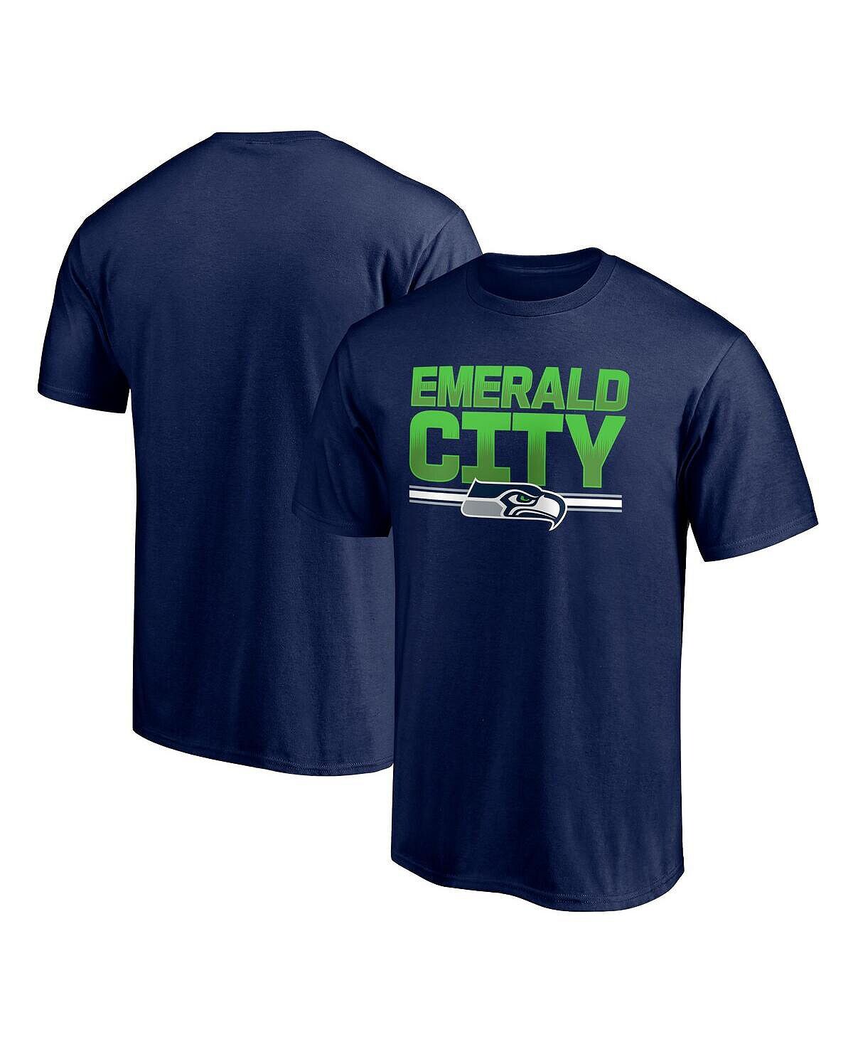 

Мужская фирменная футболка college navy seattle seahawks hometown 1st down Fanatics, синий