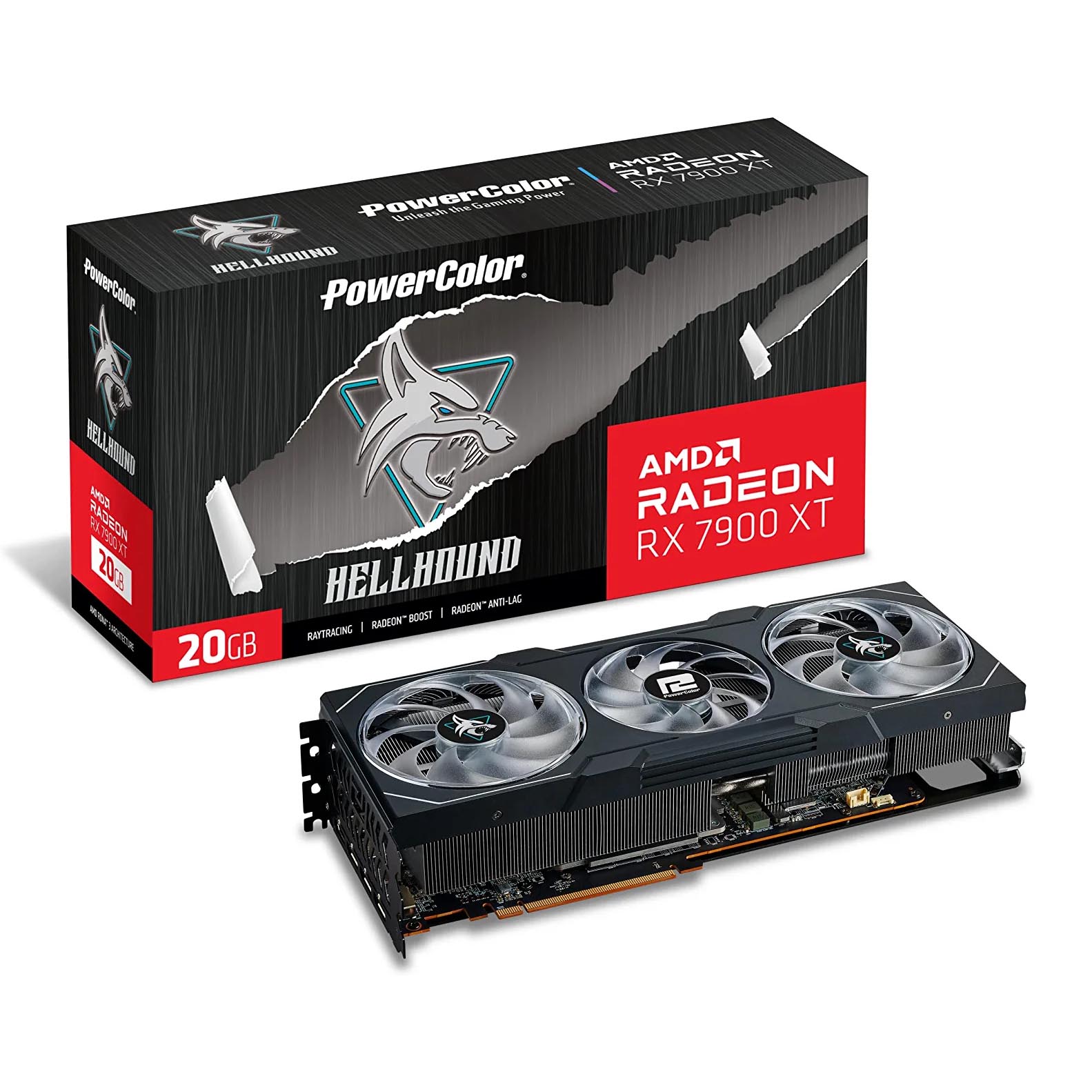 Видеокарта PowerColor AMD Radeon RX 7900 XT Hellhound, 20 Гб, ‎RX7900XT 20G-L/OC, Черный - фото