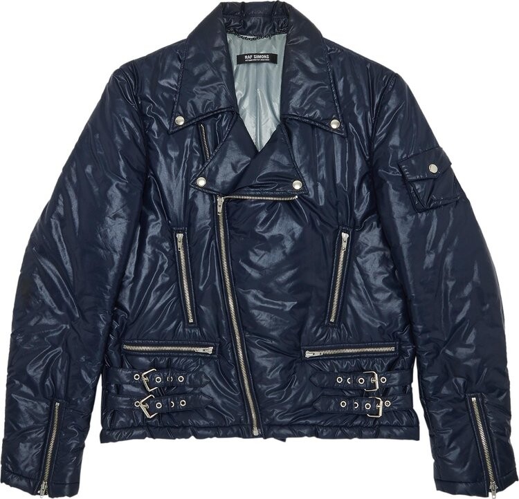 

Пуховик Vintage Raf Simons Puffer Biker Jacket 'Navy', синий