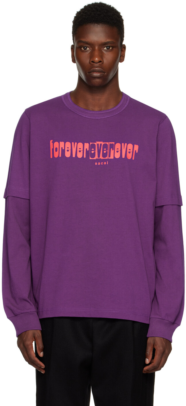 

Фиолетовая футболка с длинным рукавом Forever Ever Ever sacai