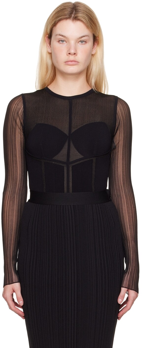 

Черное боди-бюстье Herve Leger