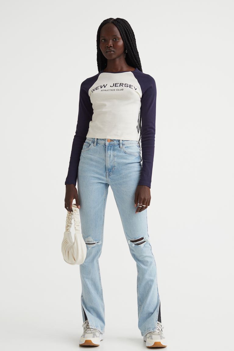 цена Высокие джинсы скинни H&M, светло-голубой деним
