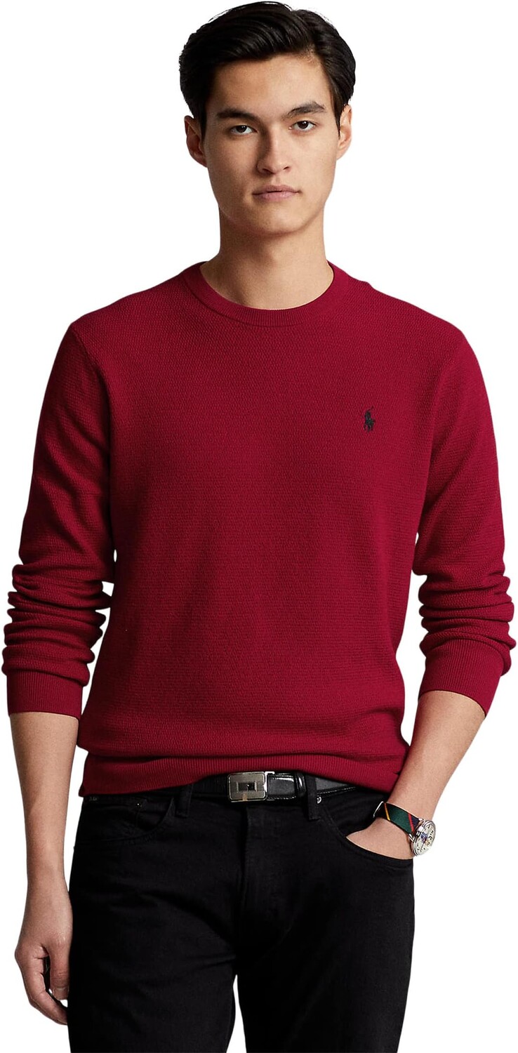 

Свитер Polo Ralph Lauren Textured-Knit Cotton Sweater, цвет Park Avenue Red