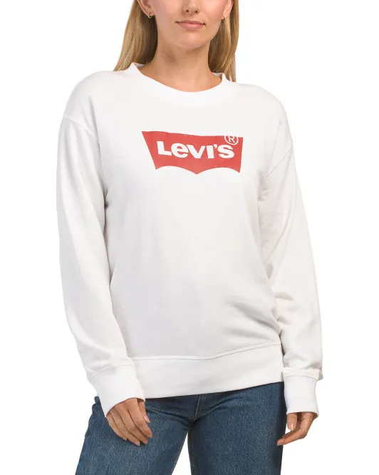 

Стандартный свитер с круглым вырезом с графическим рисунком Levis, белый