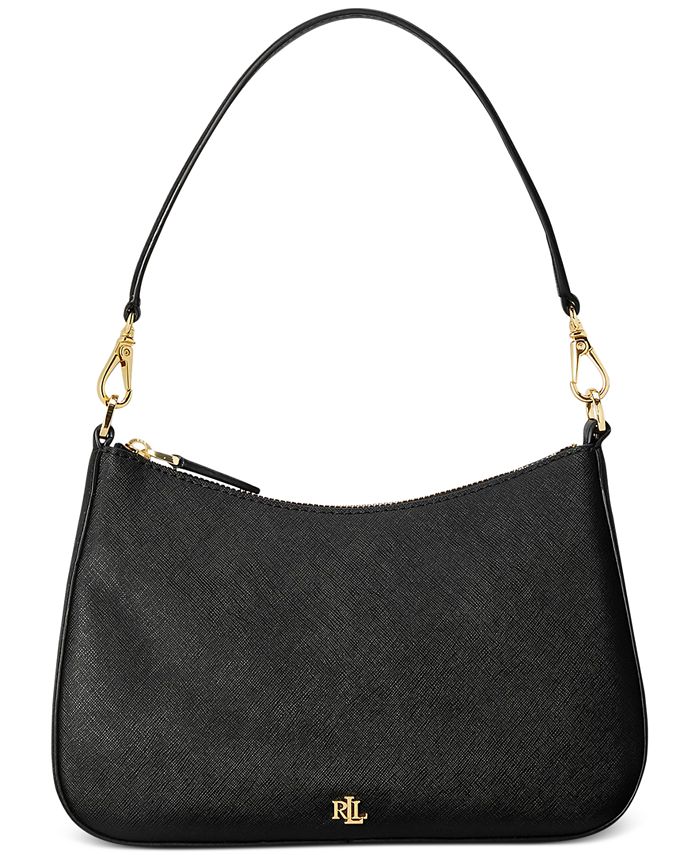 Женская кожаная сумка через плечо Danni среднего размера с перекрестием Lauren Ralph Lauren, черный